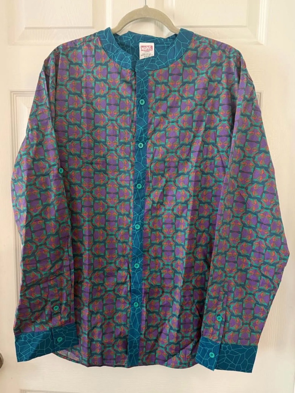 Disney Marvel, Black Panther, Purple & Pink Geometric Long-Sleeve Button-down.